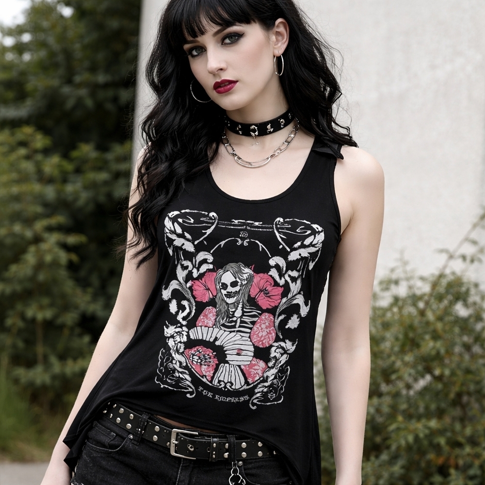 Jawbreaker Skull Lace Racerback Tank Goth Graphic Sheer Back Top  Grunge Punk